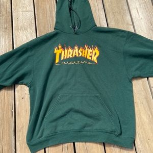 Thrasher Skate Mag hoodie Forest Green Flame Logo